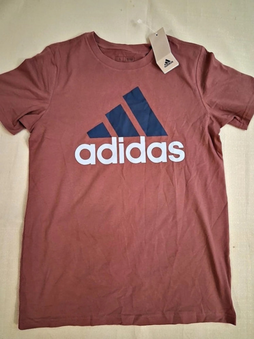 adidas Badge of Sport Tee Logo Tee Pink & Blue Medium